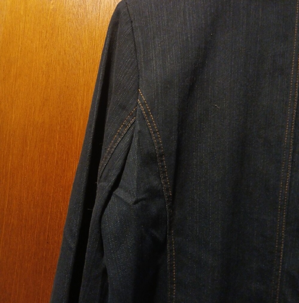 Vintage TanJay Dark Blue Denim Jacket /Blazer with Tan Trim Size 8 - Picture 14 of 16